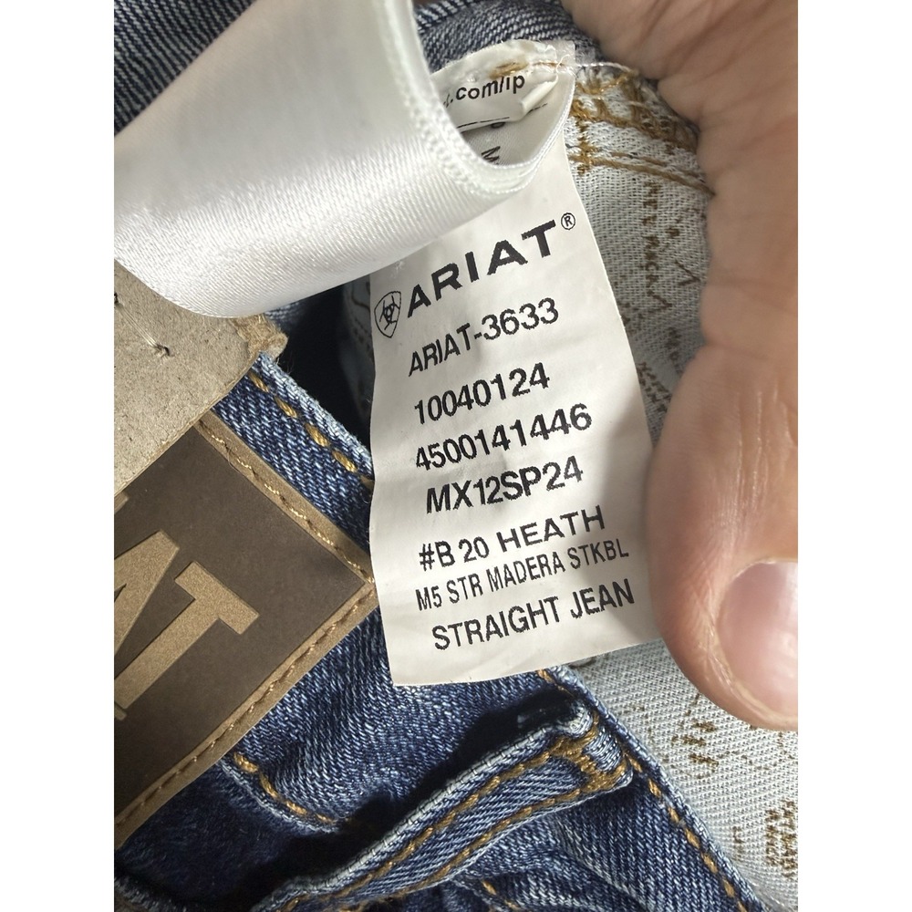 NWT Ariat M5 Denim Jeans Men's 32x38 Blue Straight Fix Straight Leg Stretch - Picture 6 of 8